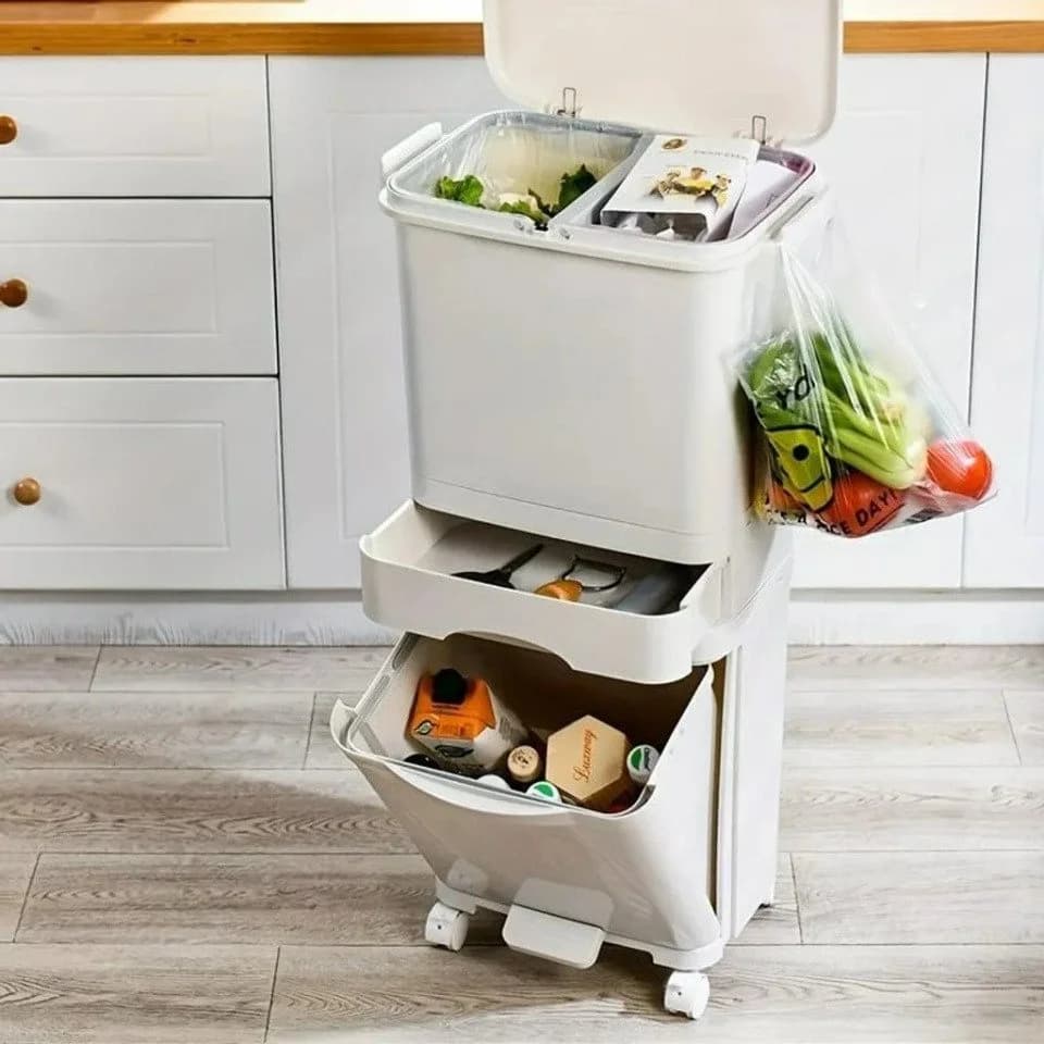 Bellaro Life Mülleimer 42L 3-Etagen Mülltrennsystem Beige