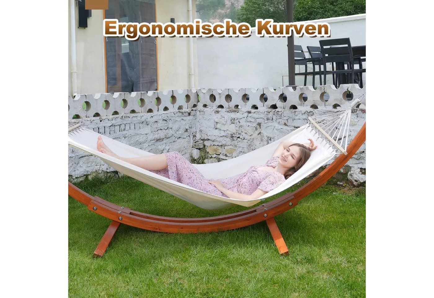 HOMAVO Hängematte mit Gestell, 200kg Belastbarkeit, 2 Hängematten - Bild 3