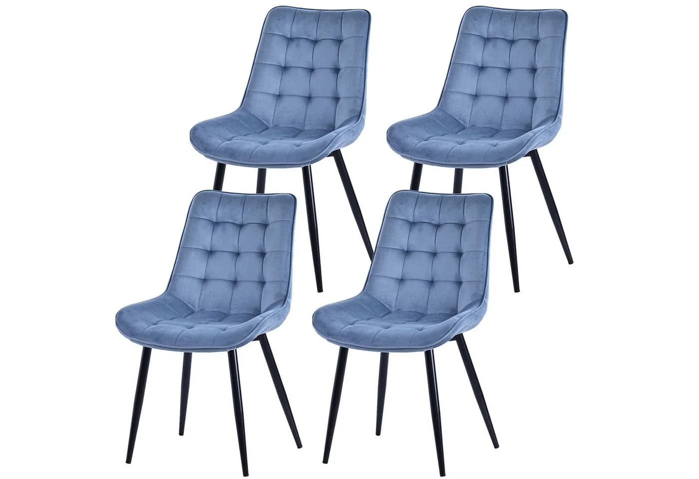 HOMAVO Esszimmerstuhl Set Blau Samt Metallbeine - Bild 2