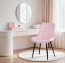 HOMAVO Esszimmerstuhl Rosa Samt mit Metallbeinen Bild 1