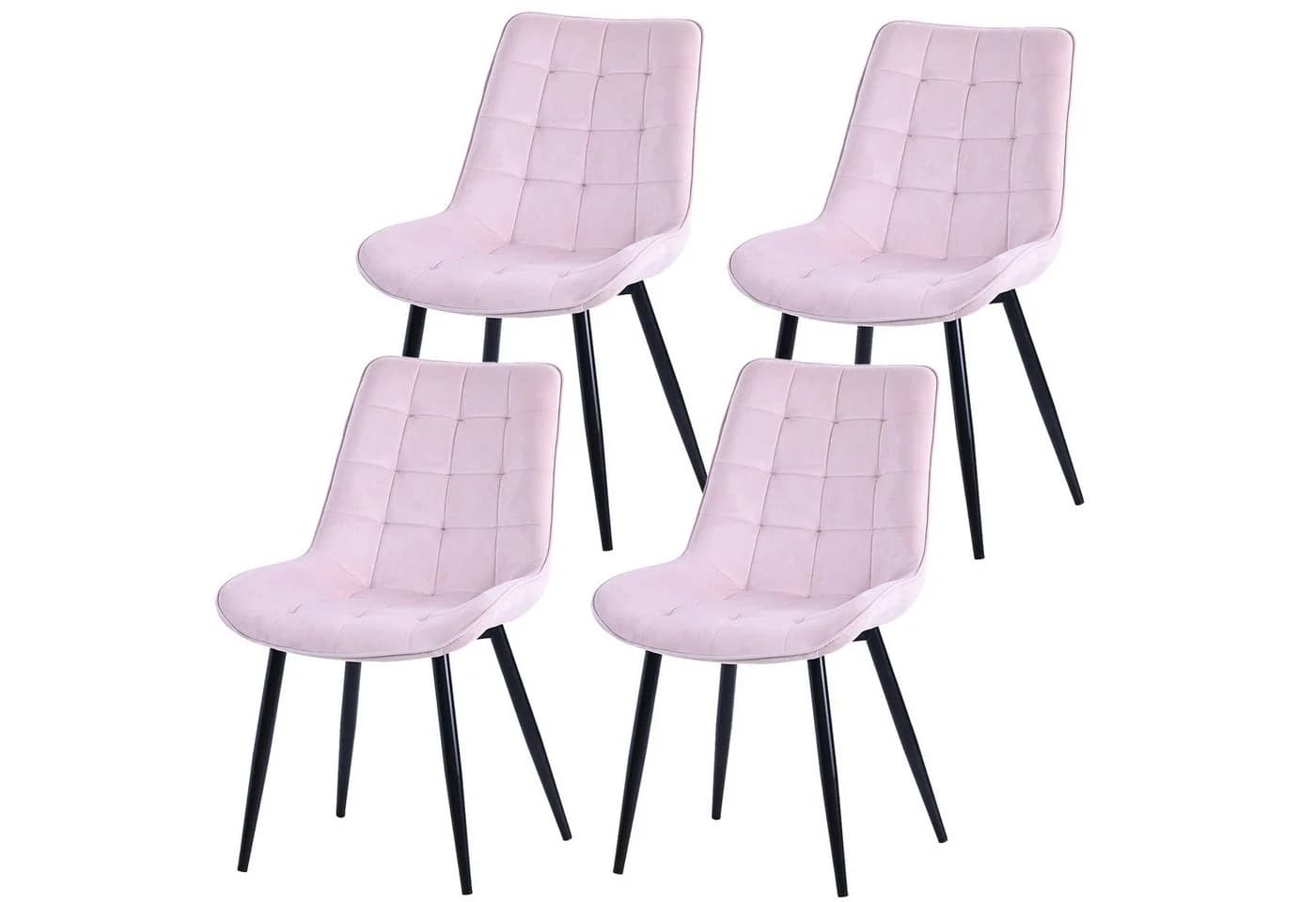 HOMAVO Esszimmerstuhl Rosa Samt mit Metallbeinen - Bild 2