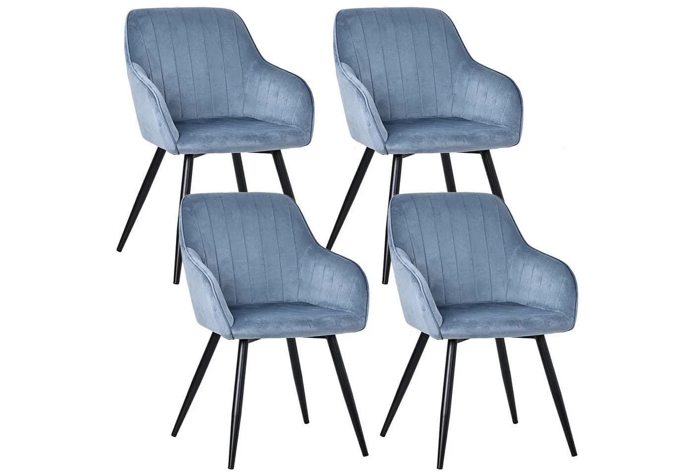 HOMAVO Esszimmerstuhl YZ5 Set 2 Stühle Samt Blau mit Armlehnen - Bild 2