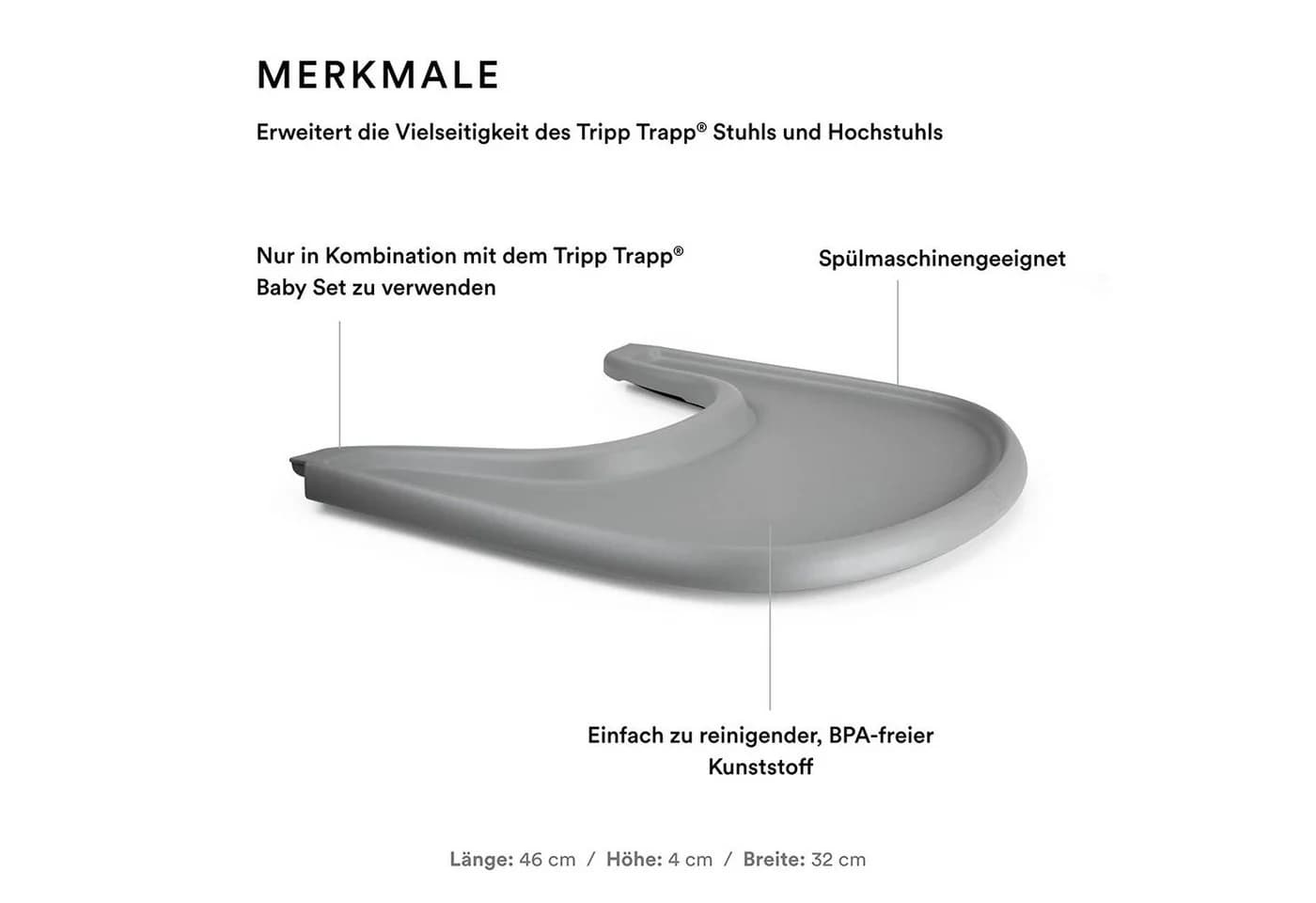 Stokke Hochstuhltablett Tray – Polypropylen Grau für Tripp Trapp