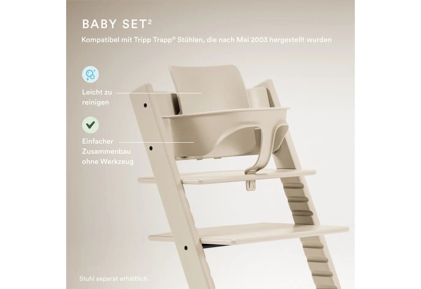 Stokke Hochstuhlaufsatz Baby Set² für Tripp Trapp Hochstuhl Vanilla White - Bild 3