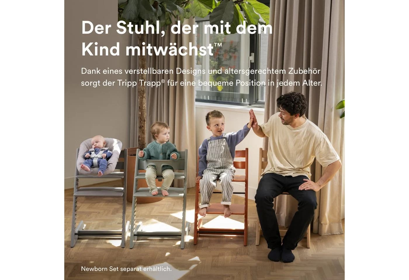 Stokke Tripp Trapp Hochstuhl mit Babyset & Tray - Massivholz