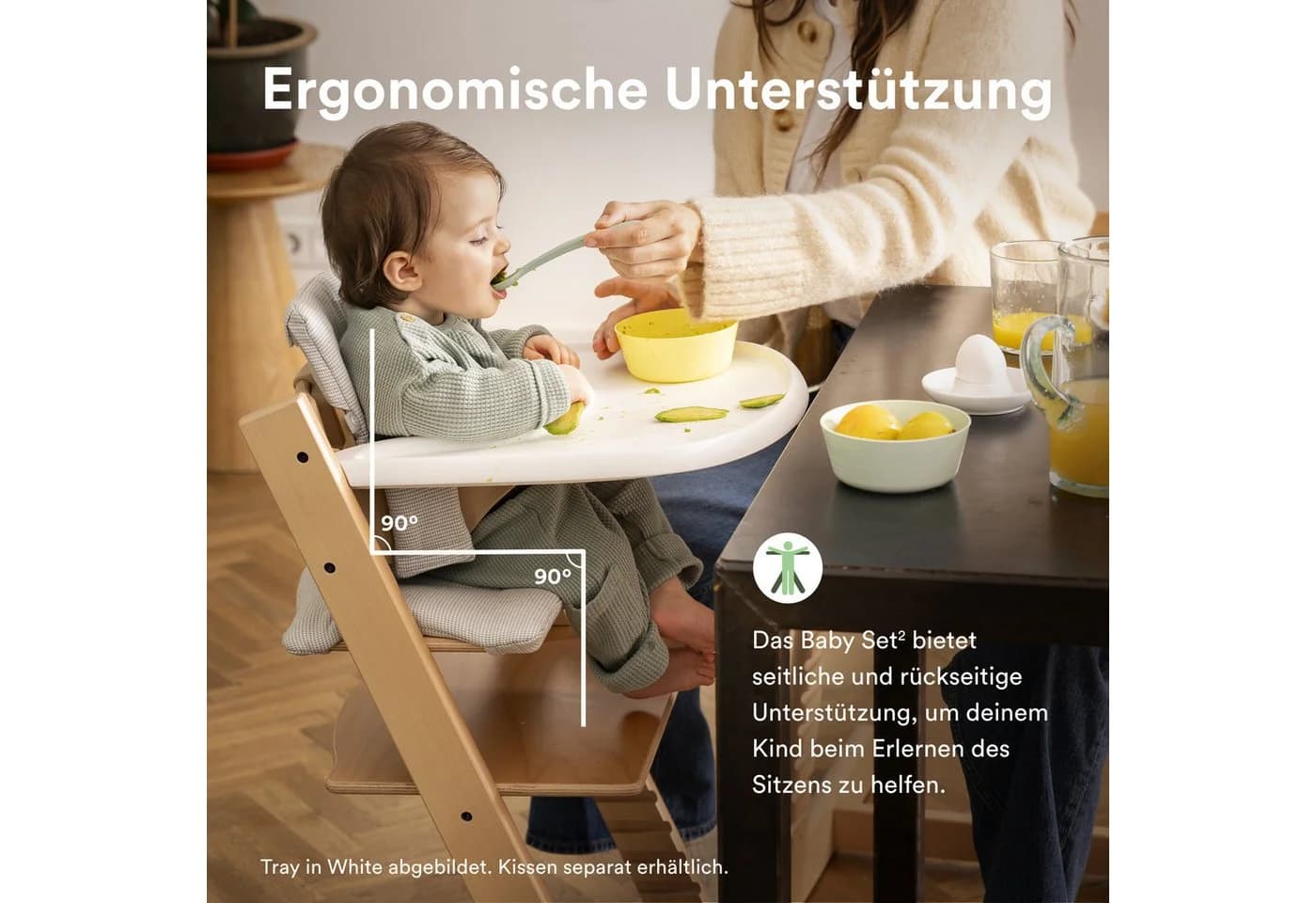 Stokke Tripp Trapp Hochstuhl mit Babyset & Tray Grau Massivholz - Bild 3