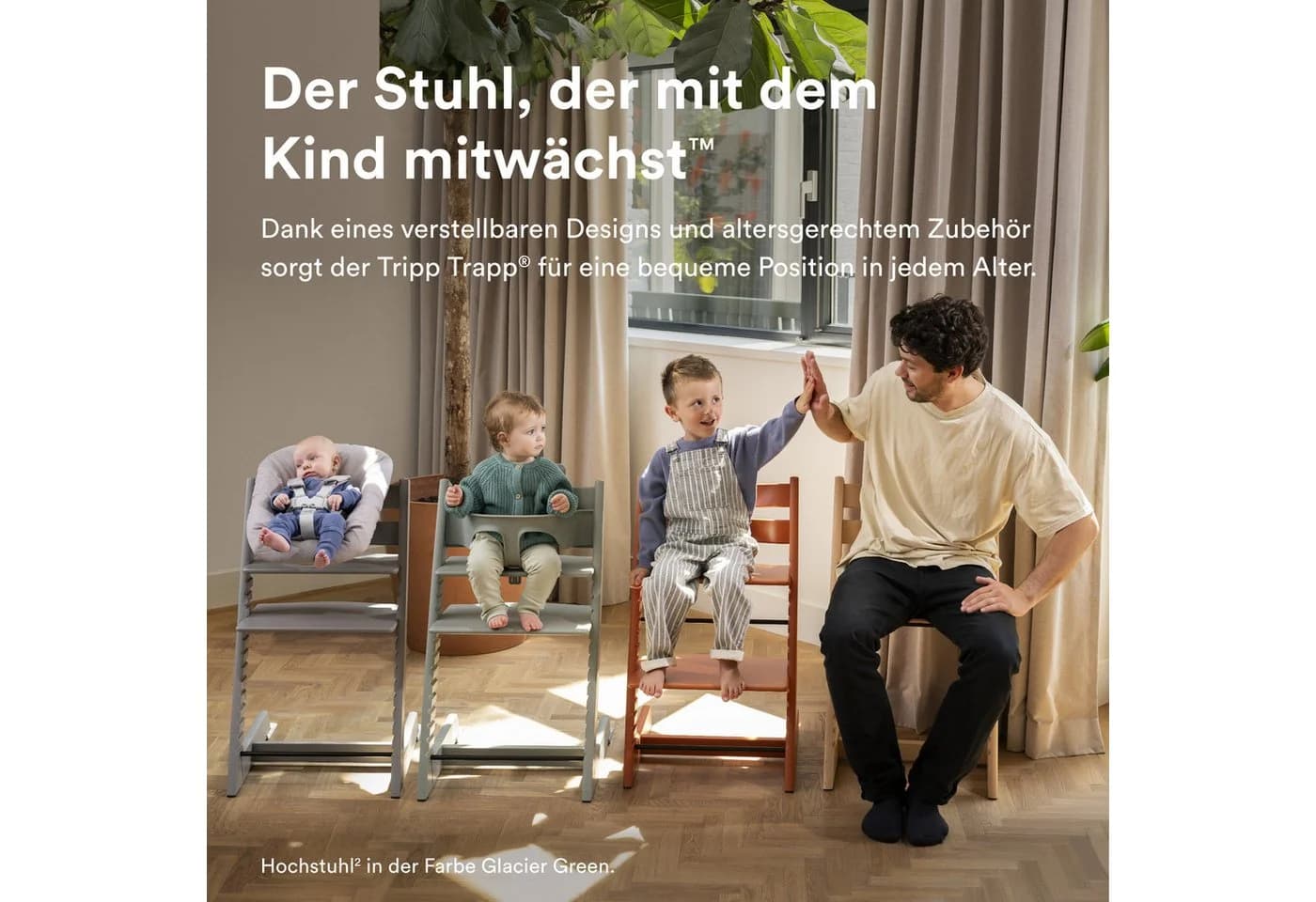 Stokke Hochstuhl Tripp Trapp mit Newborn Set - Buchenholz Natural/Grau