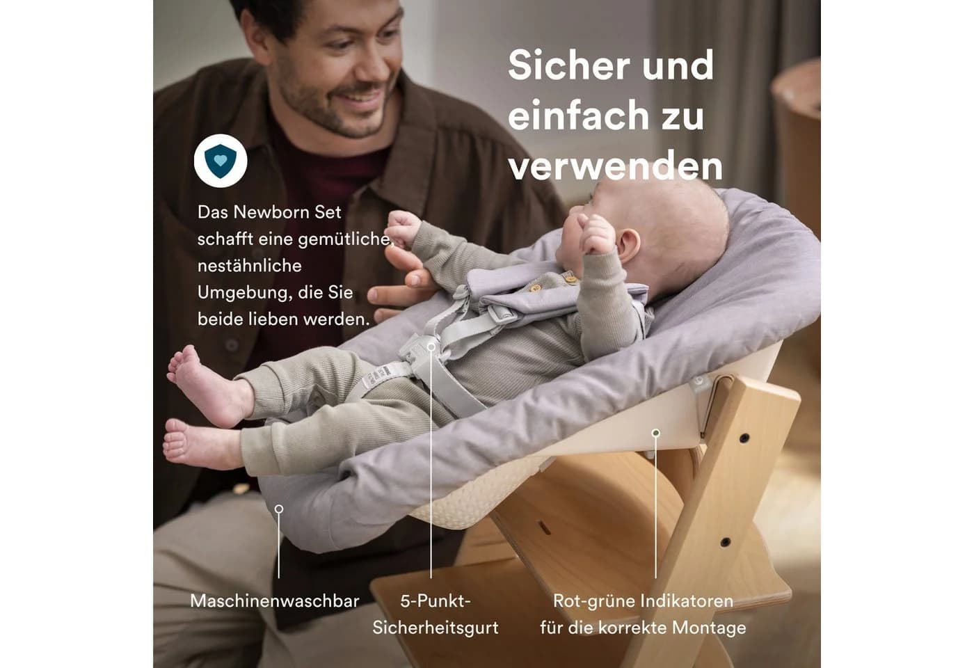 Stokke Hochstuhl Tripp Trapp mit Newborn Set - Buchenholz Natural/Grau - Bild 3