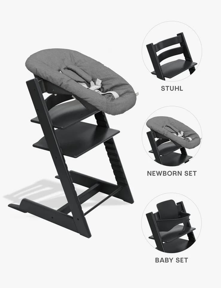 Stokke Tripp Trapp Hochstuhl mit Newborn Set Anthrazit Buchenholz - Bild 2