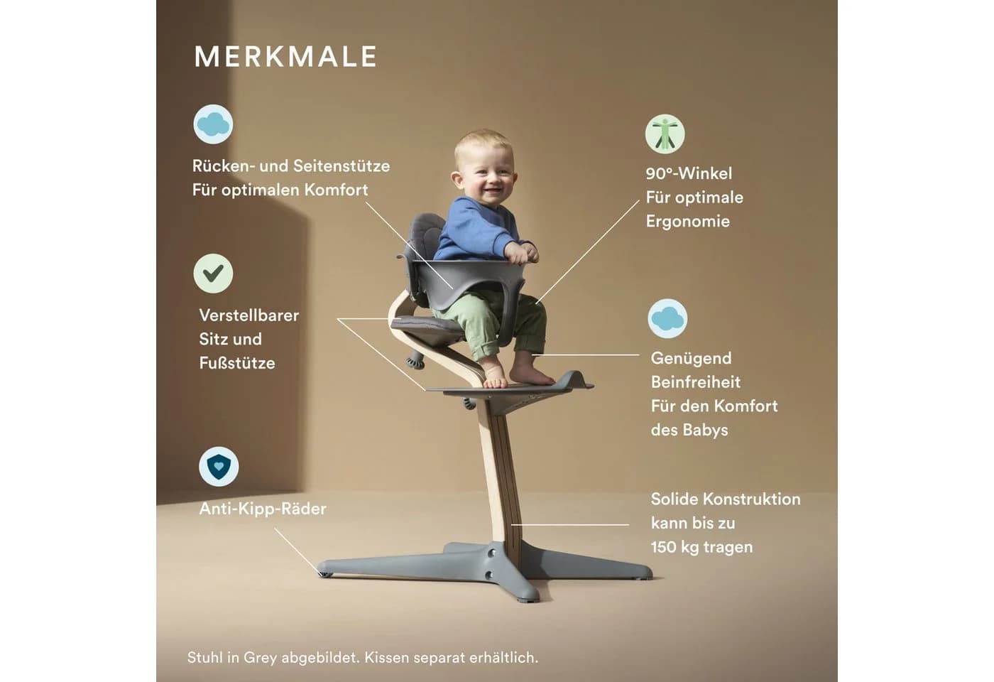 Stokke Nomi Hochstuhl mit Baby Set Grau