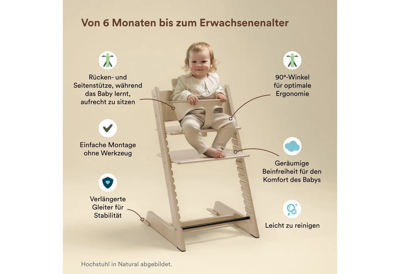 Stokke Tripp Trapp Hochstuhl mit Baby Set Braun Buche