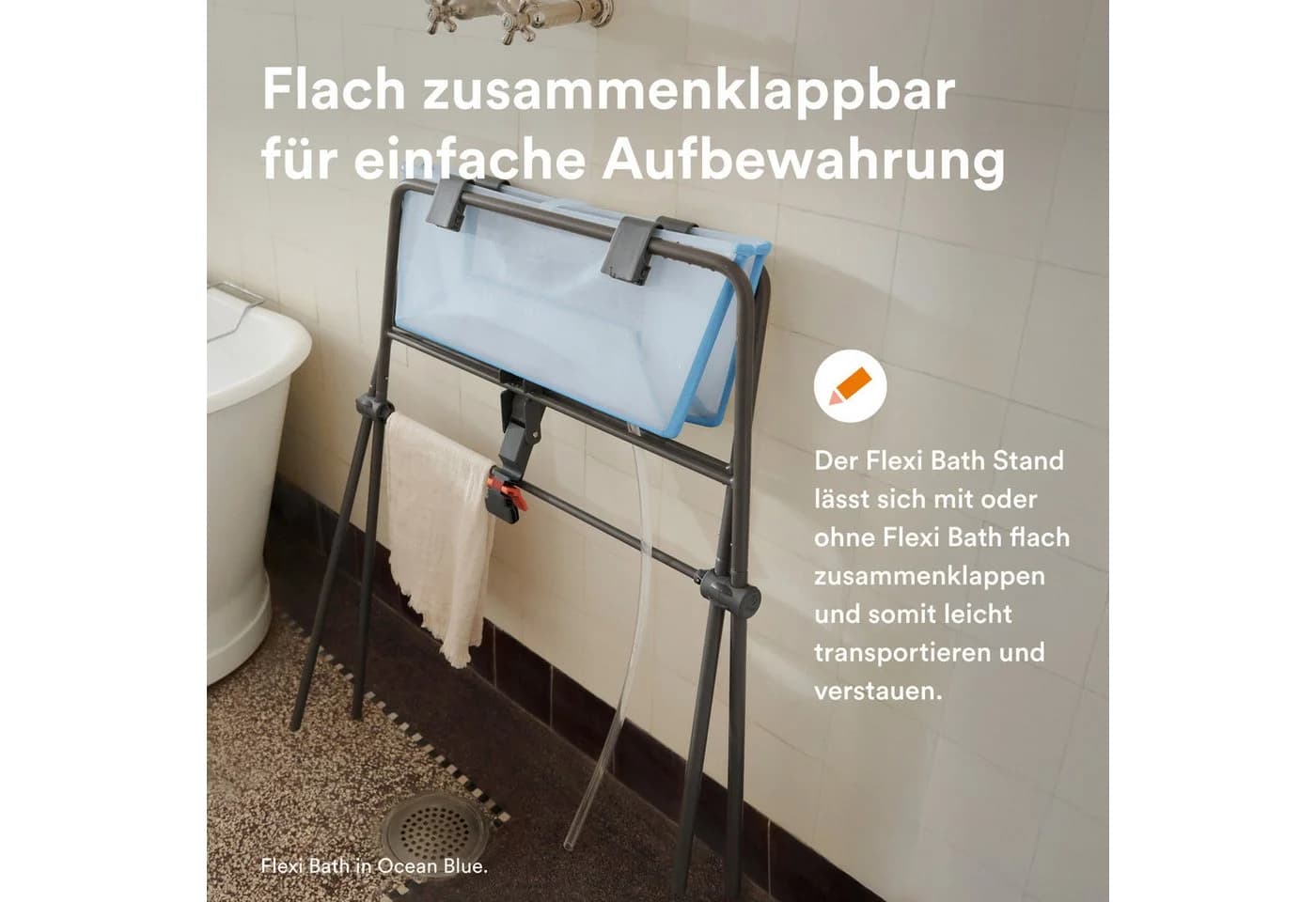 Stokke Flexi Bath® Badewanne mit Stand und Newborn Support Set Beige - Bild 5
