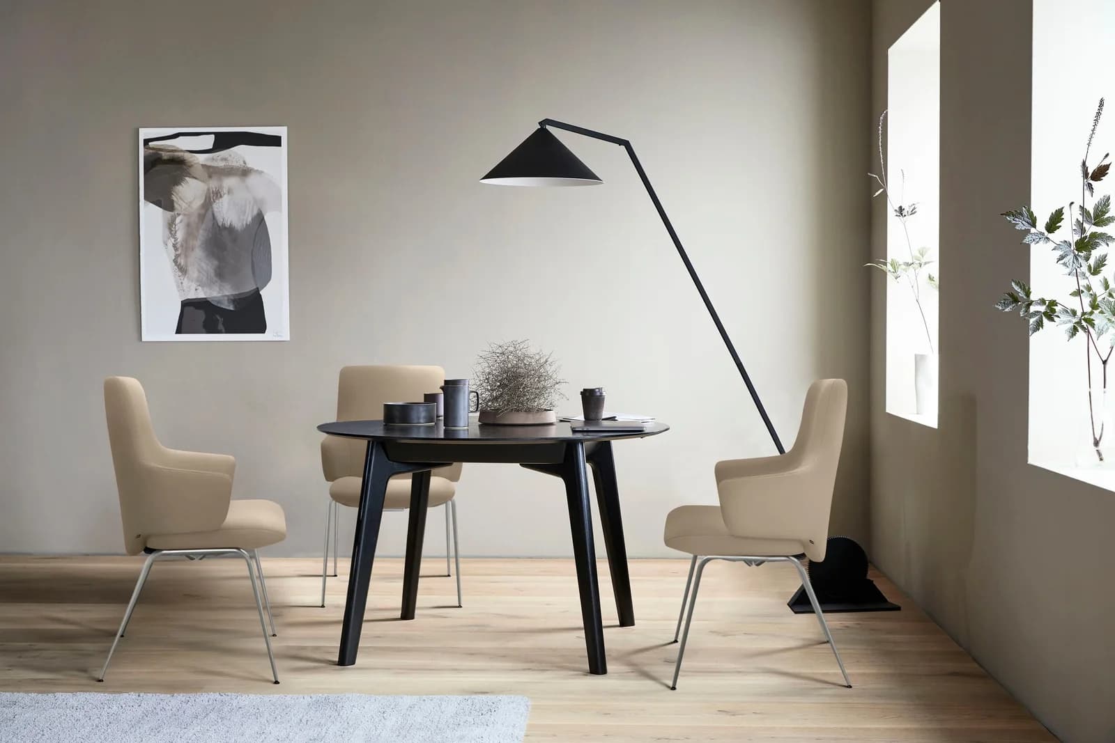 STRESSLESS Laurel Polsterstuhl Leder PALOMA Grau Chrom matt