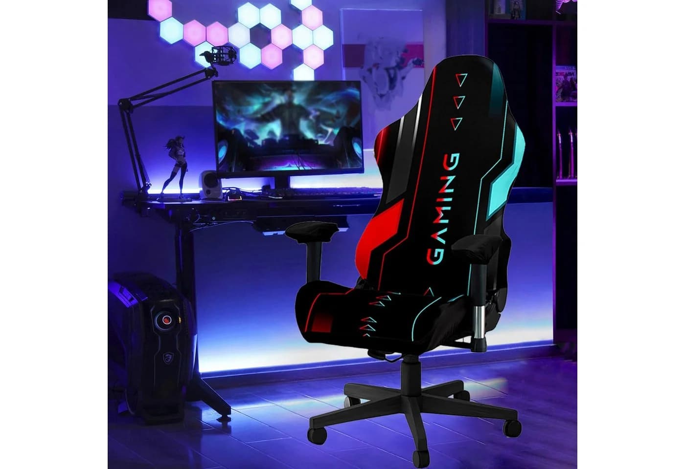 Agger Gaming Stuhlbezug Stretch Universell Bürostuhl Bezug Waschbar Rutschfest