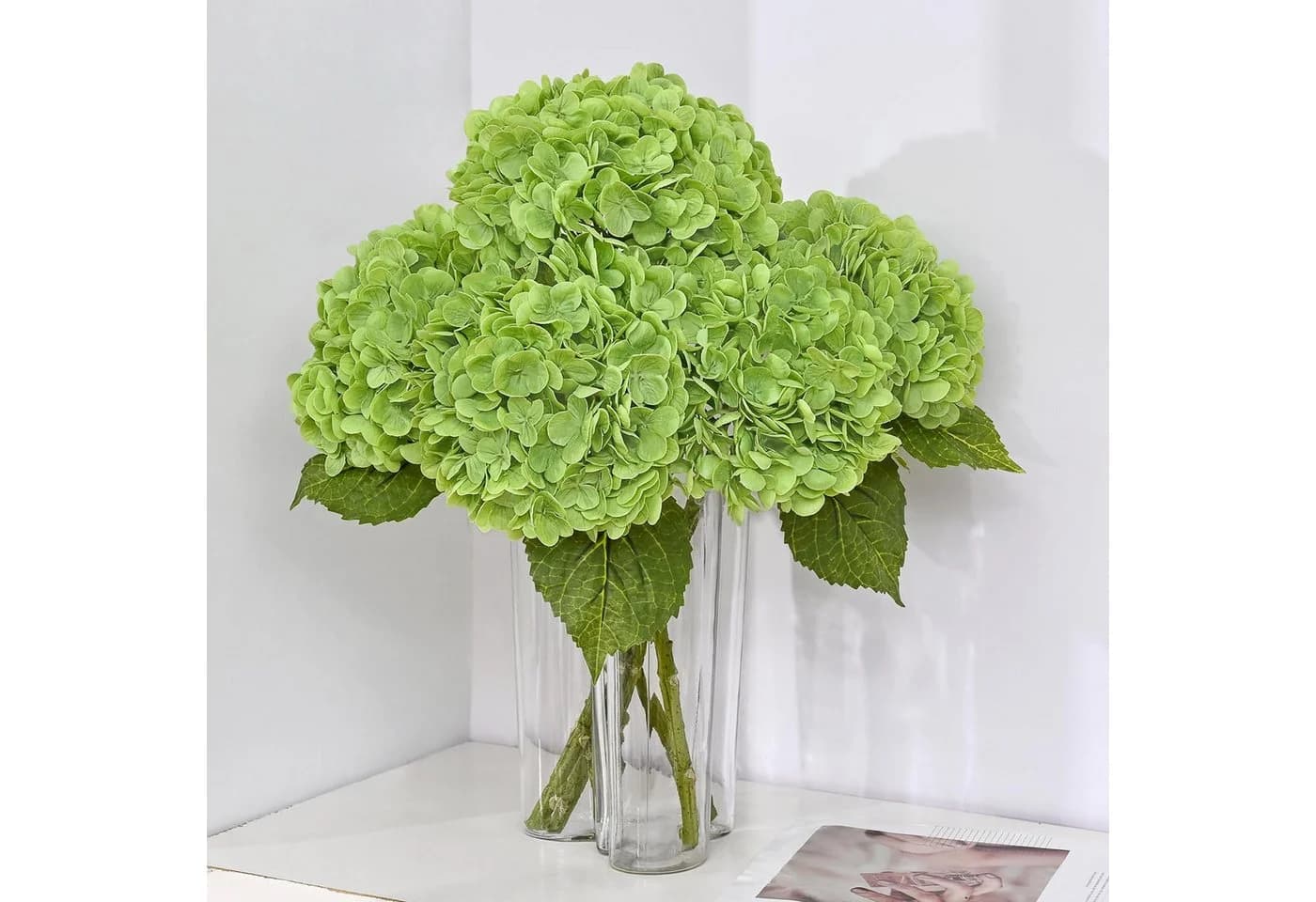 Agger Kunstblumenstrauß 4Pcs Seiden Hortensie Grün