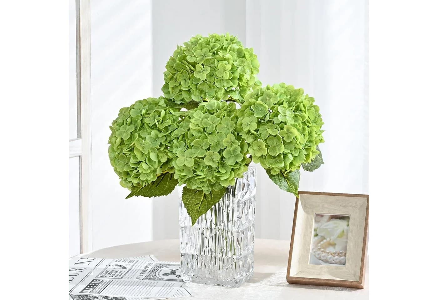 Agger Kunstblumenstrauß 4Pcs Seiden Hortensie Grün - Bild 3