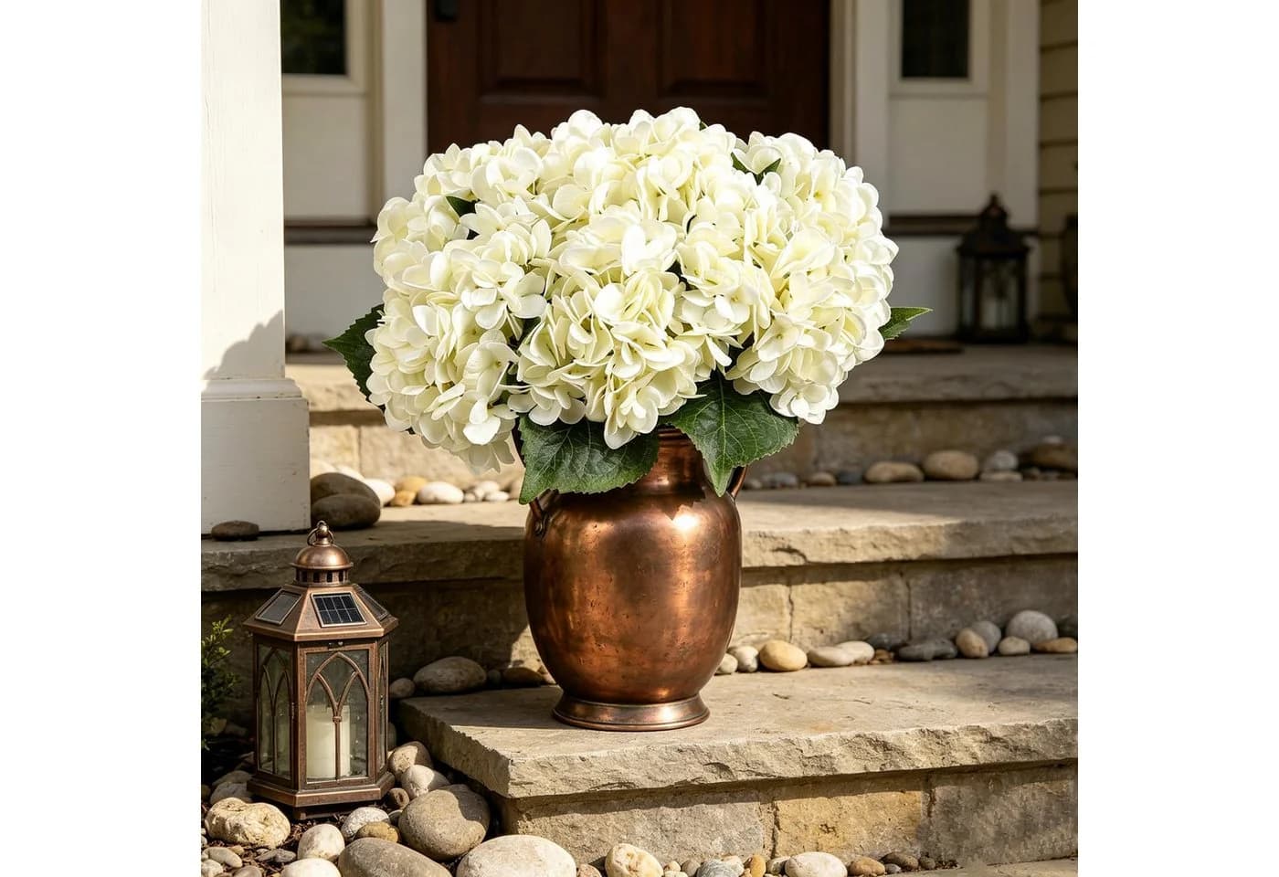 Agger Kunstblumenstrauß 4Pcs Seiden Hortensie Champagner - Bild 5