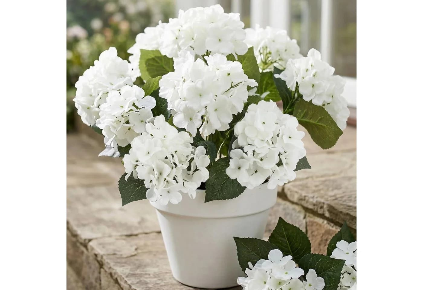 Agger Kunstblumenstrauß 4er Set Seiden Hortensie Weiß - Bild 4