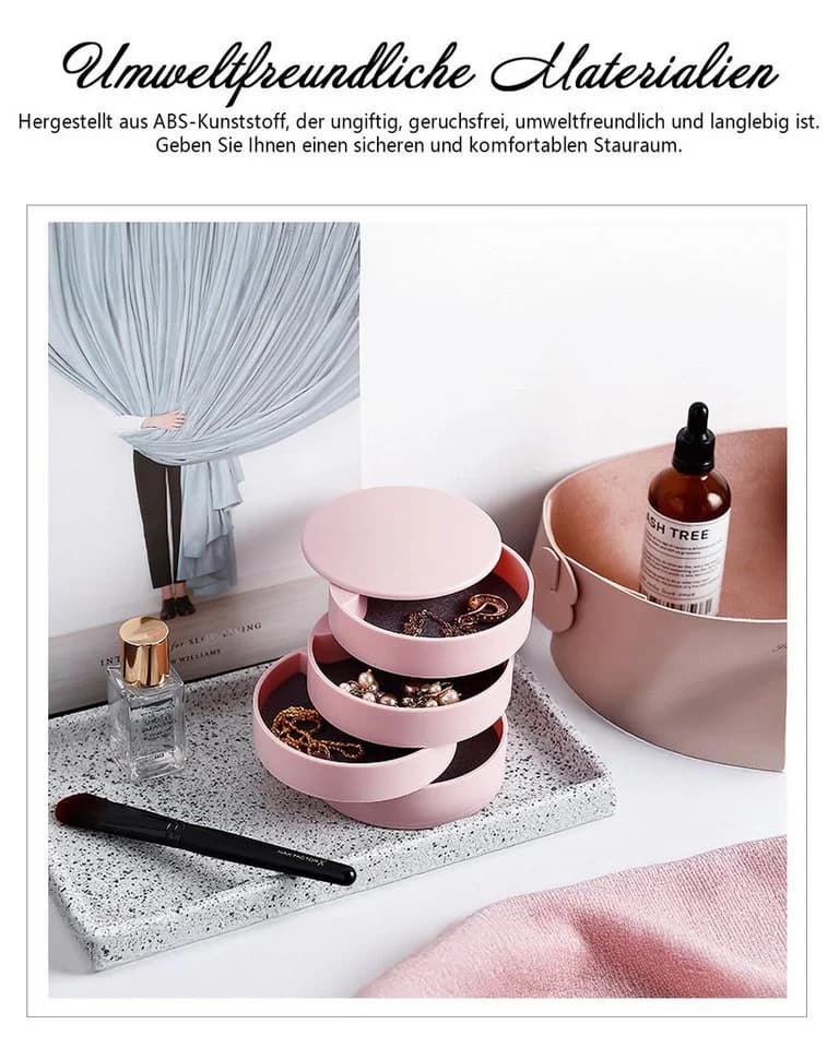 Diwzbyn Schmuckkasten Rosa 4 Ebenen Drehbar - Bild 3