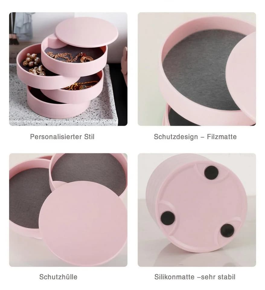 Diwzbyn Schmuckkasten Rosa 4 Ebenen Drehbar - Bild 4