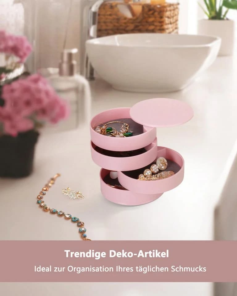 Diwzbyn Schmuckkasten Rosa 4 Ebenen Drehbar - Bild 5