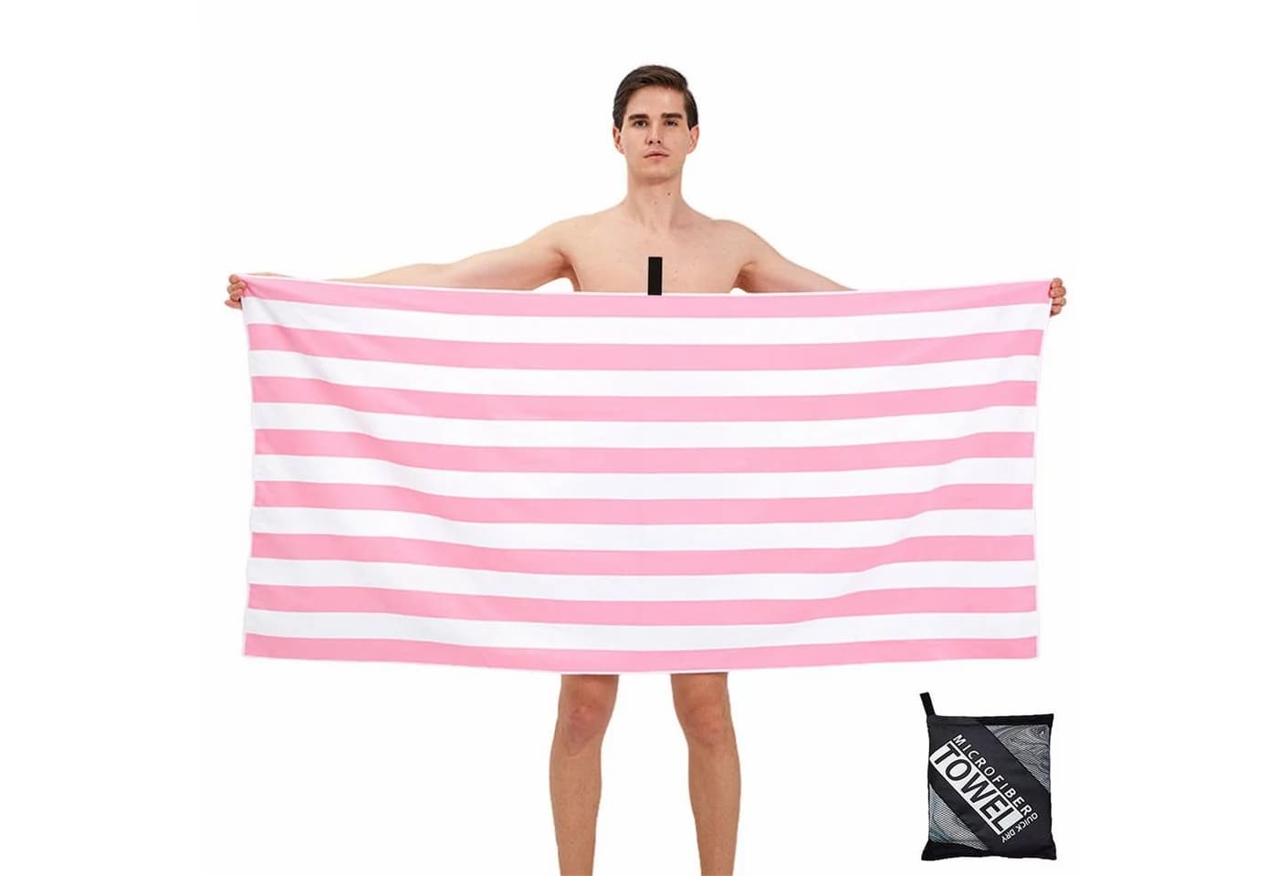 Bwecuy Strandtuch Rosa Mikrofaser 80x160 cm - Bild 2