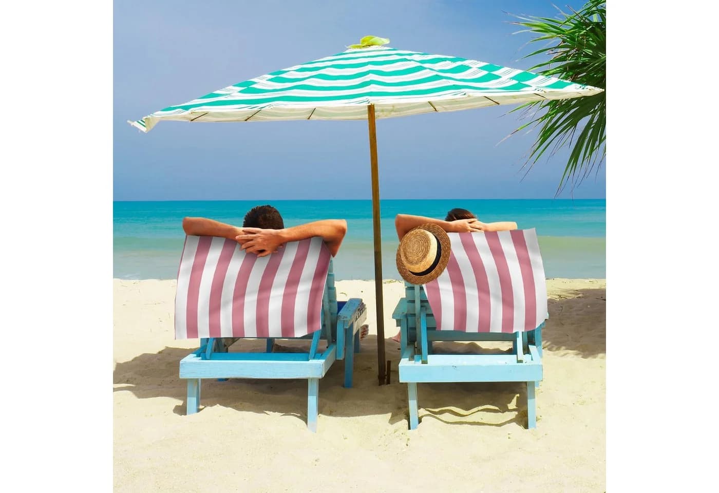 Bwecuy Strandtuch Rosa Mikrofaser 80x160 cm - Bild 3