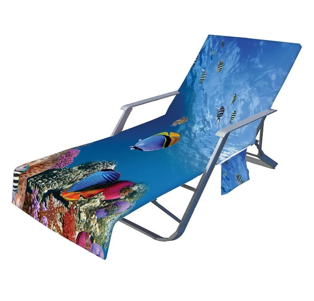 Bwecuy Strandtuch Ozean Schonbezug für Gartenliege mit 2 Taschen - Bild 2