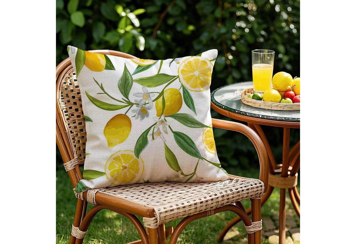 Zyronn Kissenbezug Outdoor 45x45 cm Gelb Zitronen Motiv - Bild 5