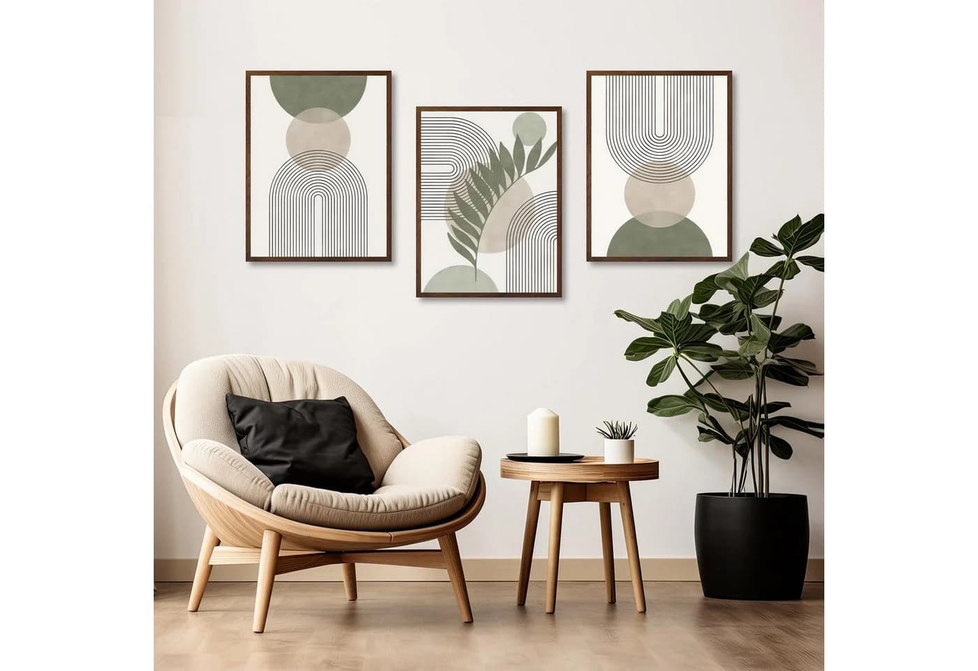 Minicloss Poster 3-teiliges Bohemian Set Grüne Pflanze Leinwand - Bild 5