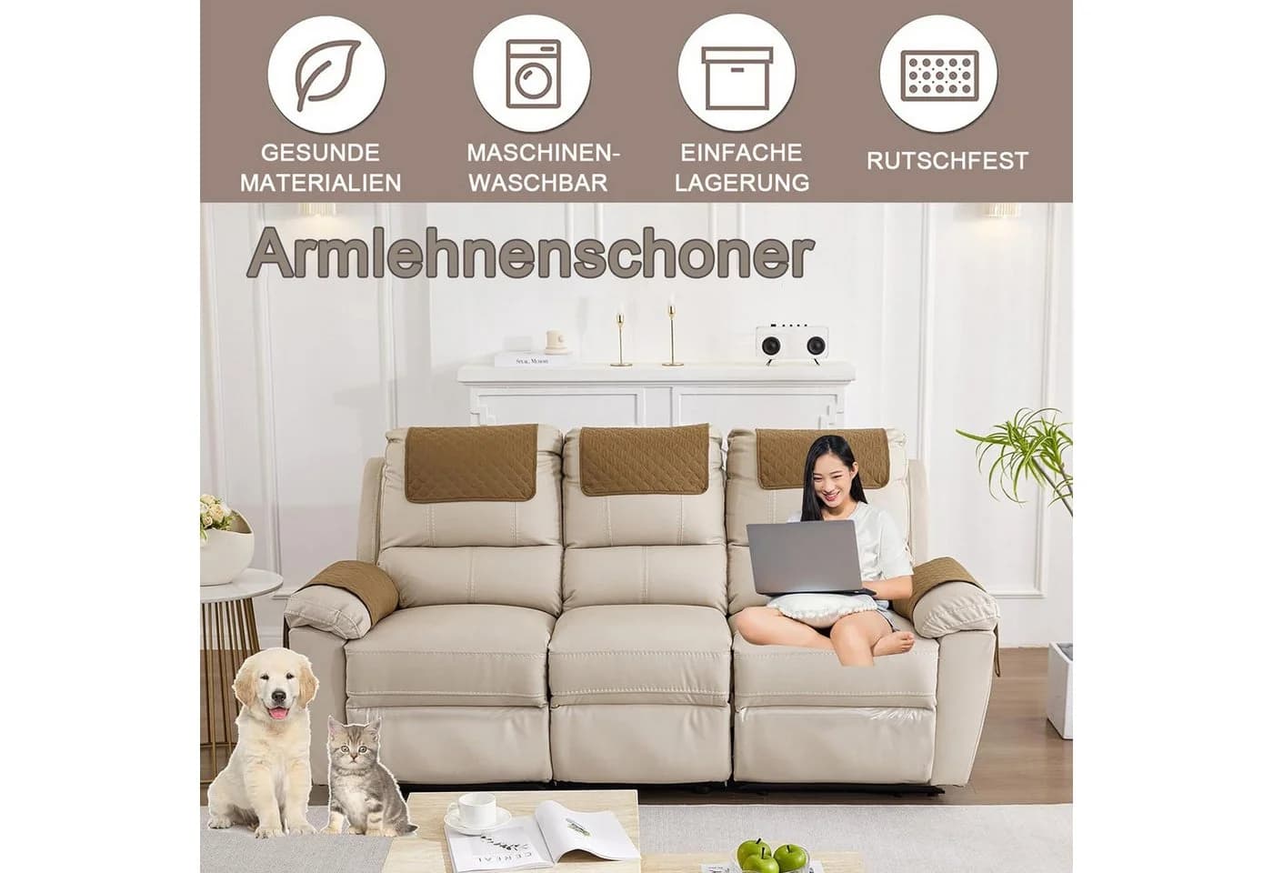Zyronn Sesselschoner Wasserdicht & Rutschfest Beige