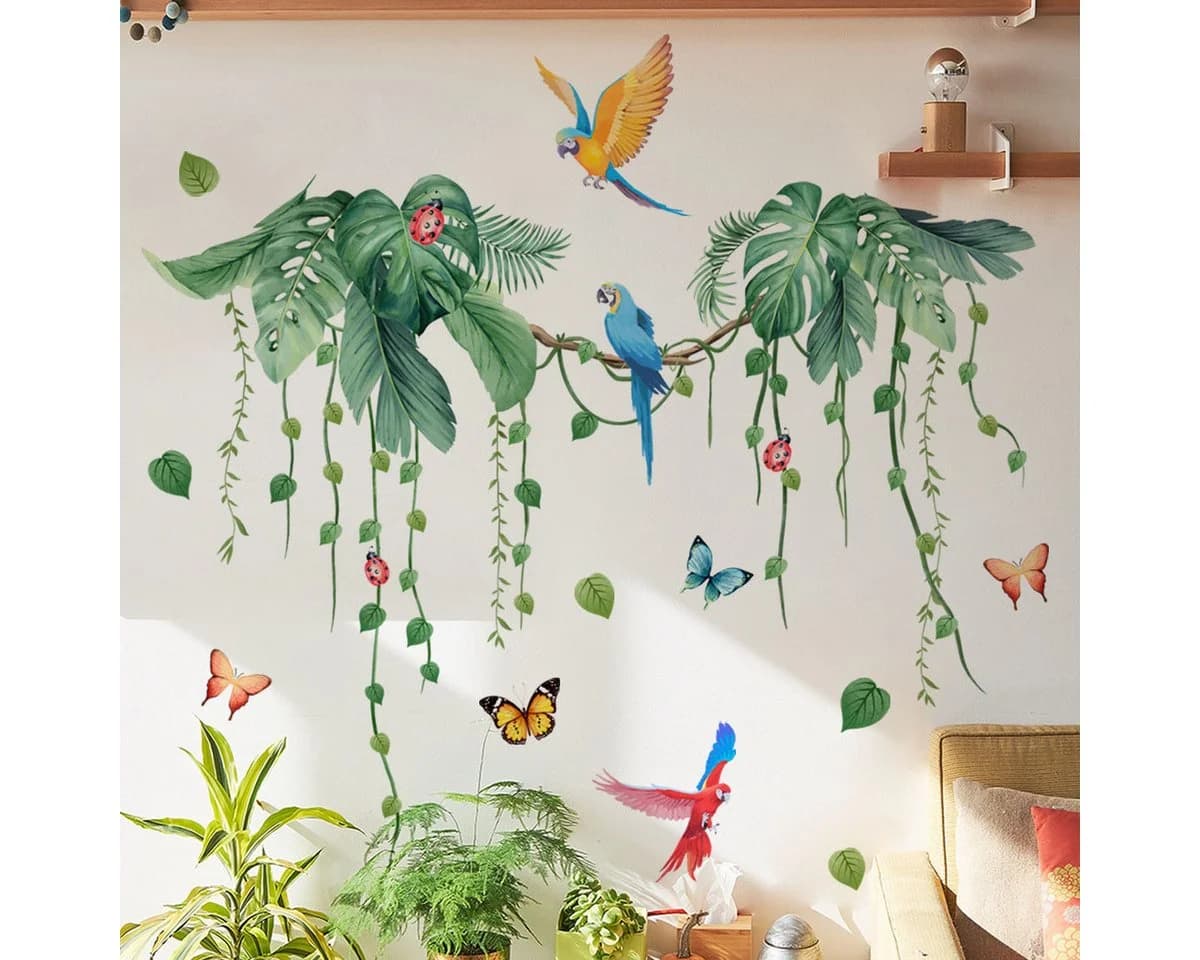 Agger Wandtattoo Tropische Blätter Grün 2 St - Bild 3