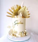 Bomiclss Tortenstecker Boho Stil Champagner Rosa Gold Palmblätter Deko Bild 1