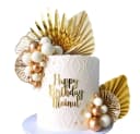 Bomiclss Tortenstecker Boho Stil Champagner Rosa Gold Palmblätter Deko Bild 2