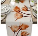 Diwzbyn Tischläufer Leinen Tulpenmotiv Orange 33x183cm Bild 2