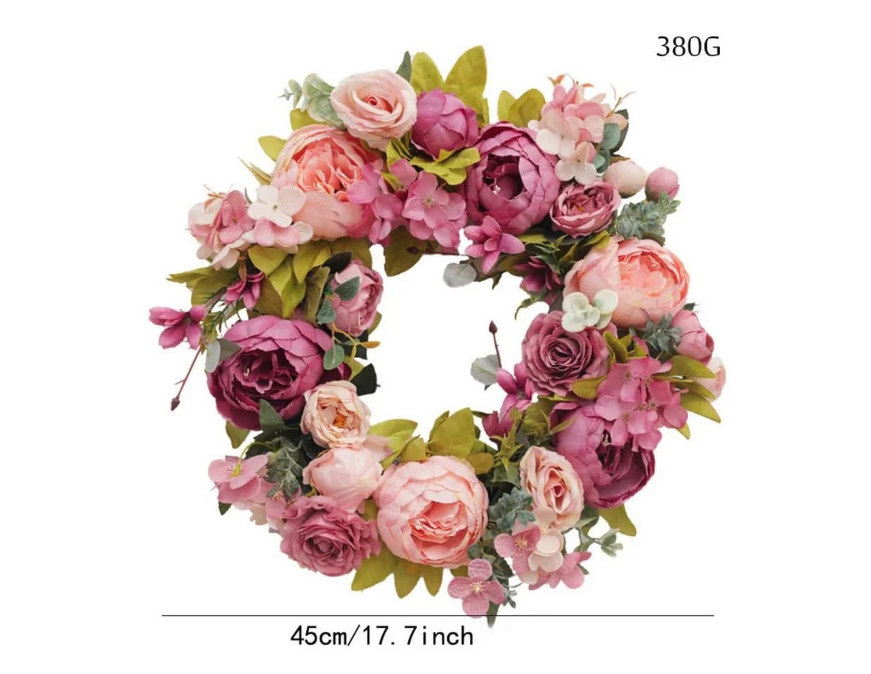 Agger Dekokranz Künstlicher Türkranz mit Pfingstrosen Rosa