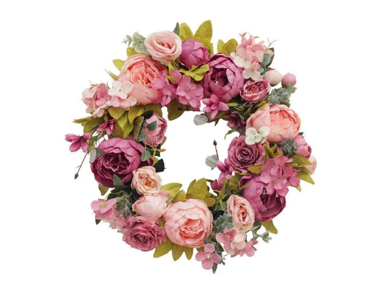 Agger Dekokranz Künstlicher Türkranz mit Pfingstrosen Rosa - Bild 2