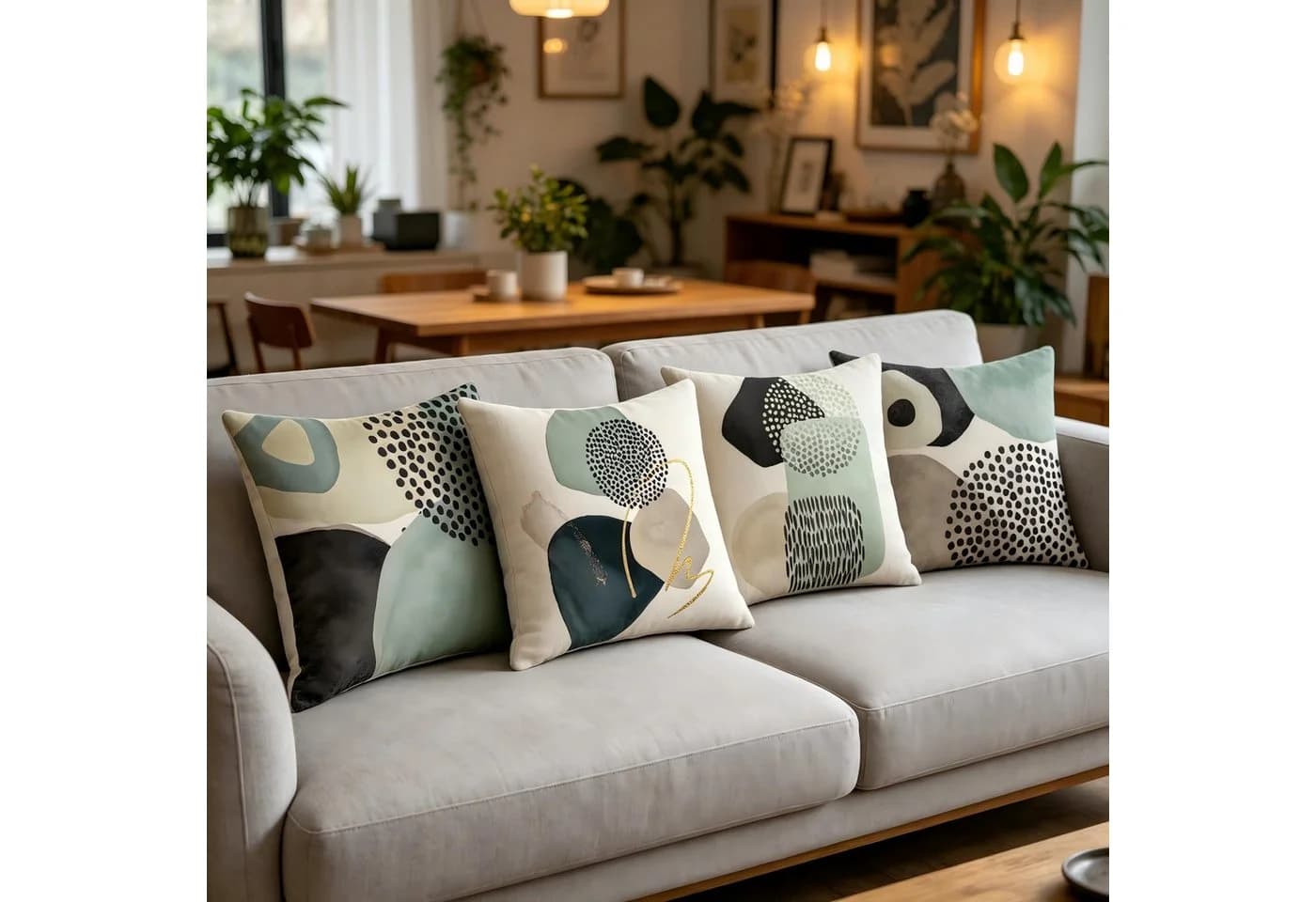 Diwzbyn Kissenbezüge 4er Set Boho Design Grün