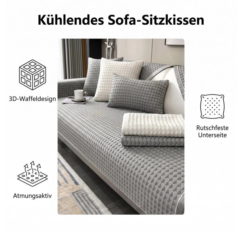 Zyronn Sofaschoner Grau Rutschfest Eisseidenstoff