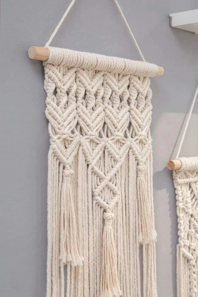Agger Makramee Wandbehang 2er Set Boho Chic Elfenbein - Bild 4