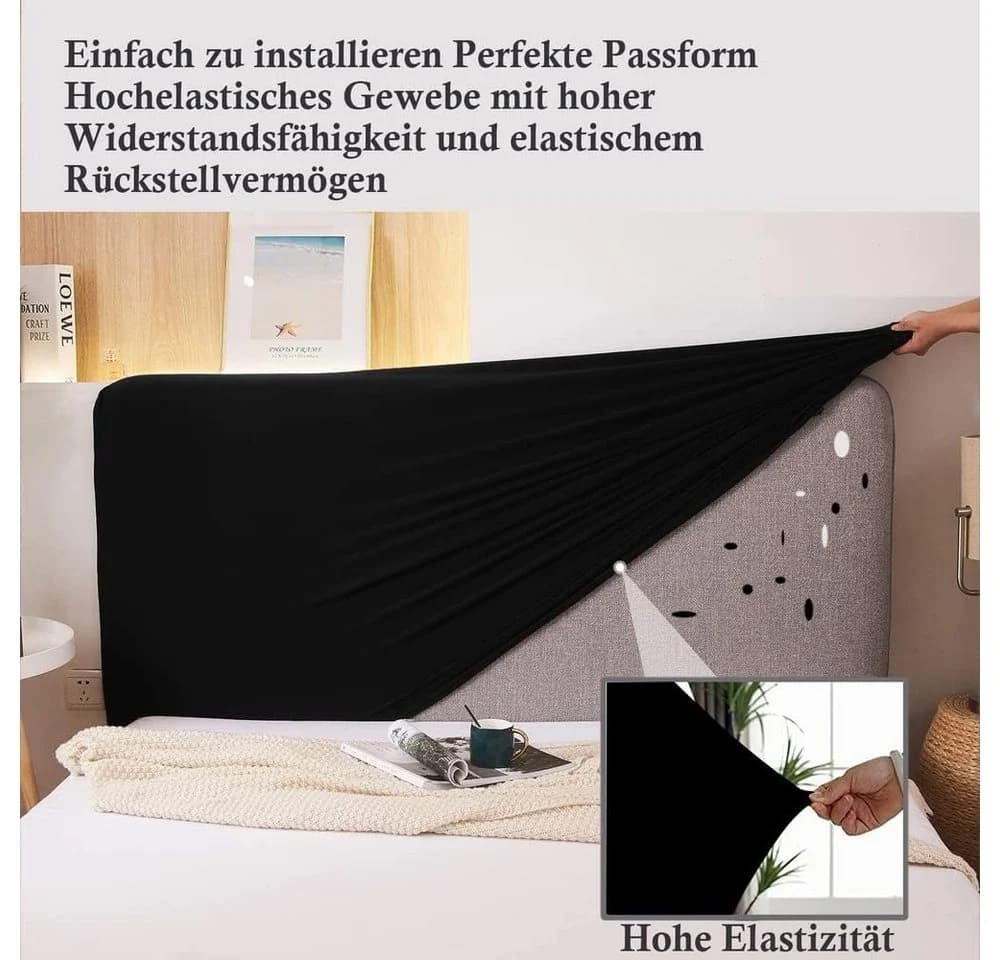 Zyronn Kopfteilbezug Schwarz Dehnbar Universell Milchsilk - Bild 3