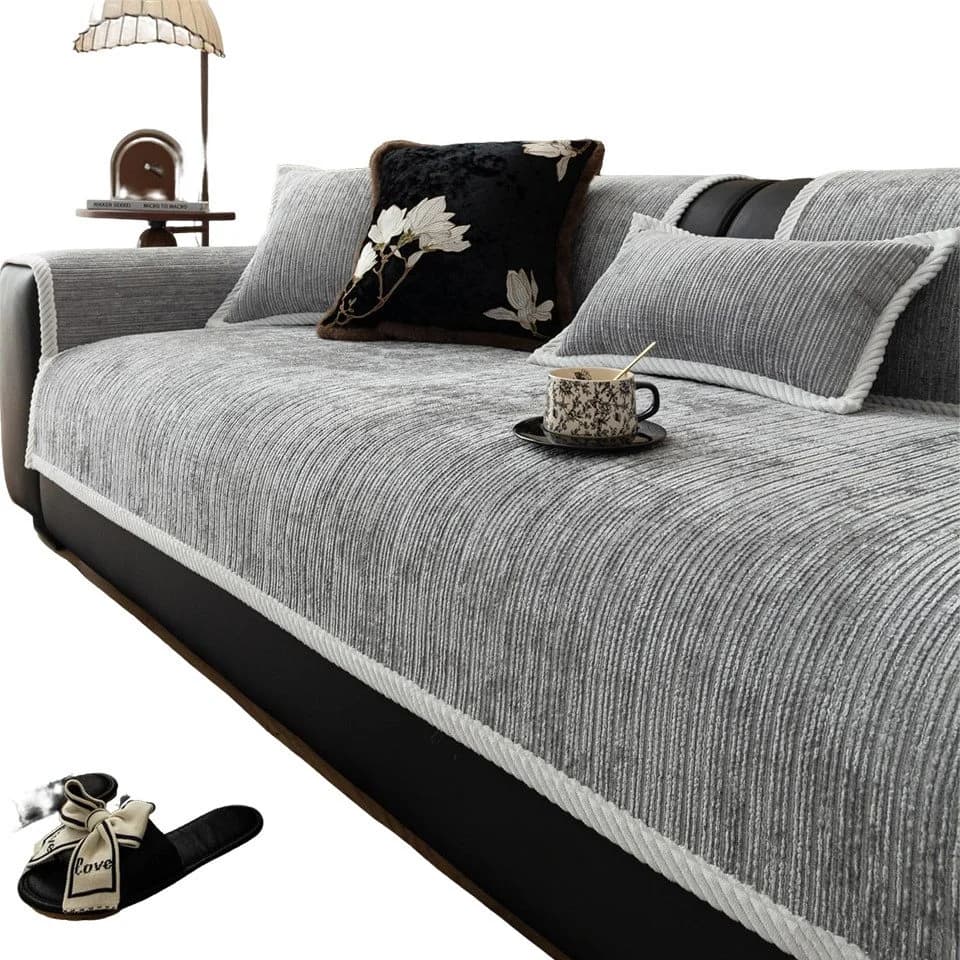 Diwzbyn Sofaschoner Hellgrau Rutschfest Chenille - Bild 2