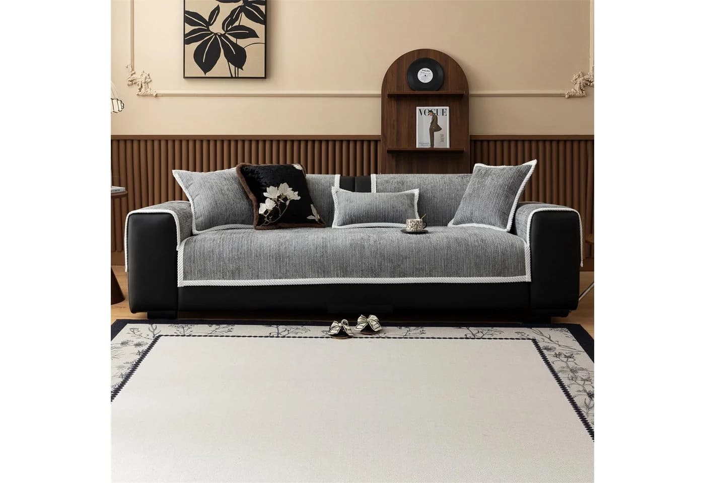Diwzbyn Sofaschoner Hellgrau Rutschfest Chenille - Bild 3