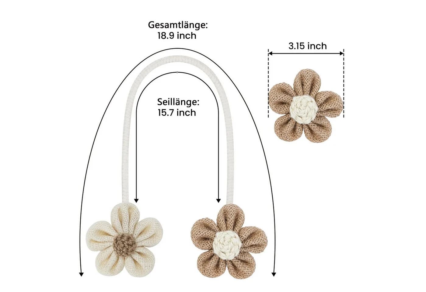 Agger Raffhalter Blumen-Vorhanghalter 2er-Set Beige/Braun Boho-Stil - Bild 5