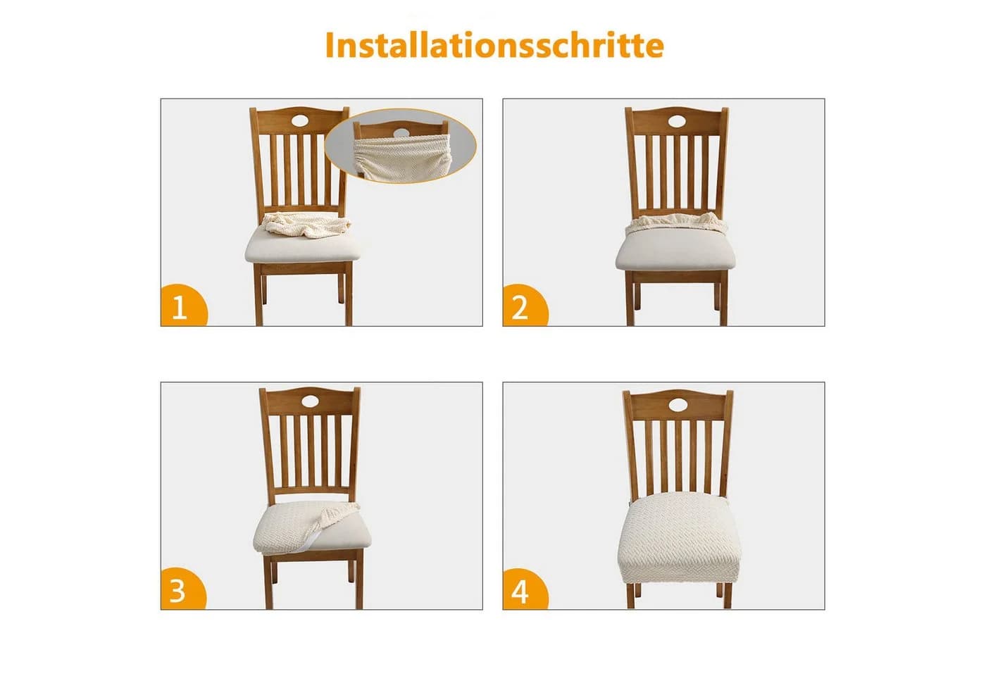Diwzbyn Stuhlhusse Beige Dehnbarer Bürostuhlbezug - Bild 5