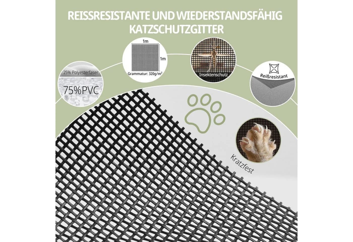 Srvillg Selbstklebendes Moskitonetz Katzenschutz Insektenschutz Weiß - Bild 3