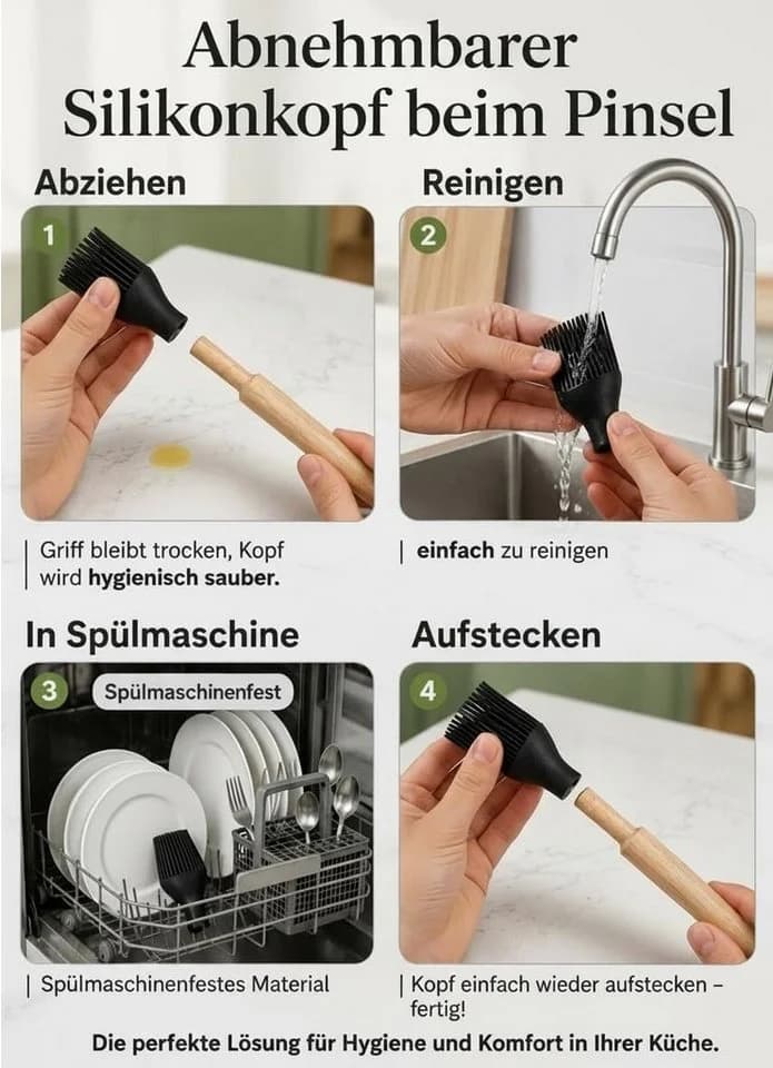 Zyronn 12-teiliges Silikon-Kochbesteck-Set mit Holzgriffen und Halter - Bild 5