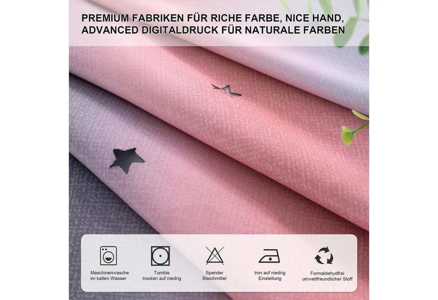 Zyronn Verdunkelungsvorhang 2er Set Farbverlauf Grau/Rosa