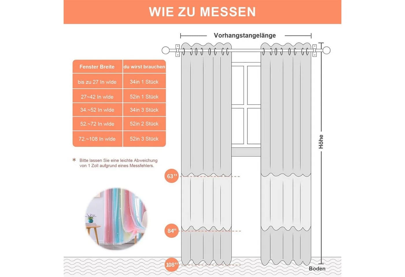 Zyronn Verdunkelungsvorhang 2er Set Farbverlauf Grün/Rosa Sternenmuster - Bild 3