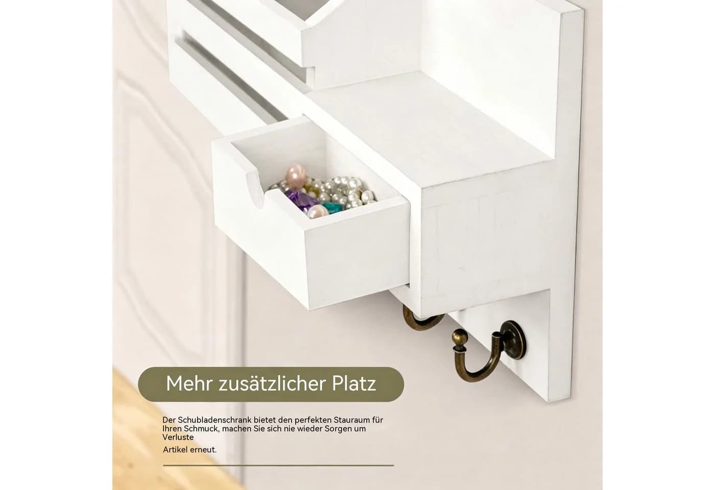 Diwzbyn Schlüsselbrett Wand-Schlüsselbrett Weiß 6 Haken - Bild 3